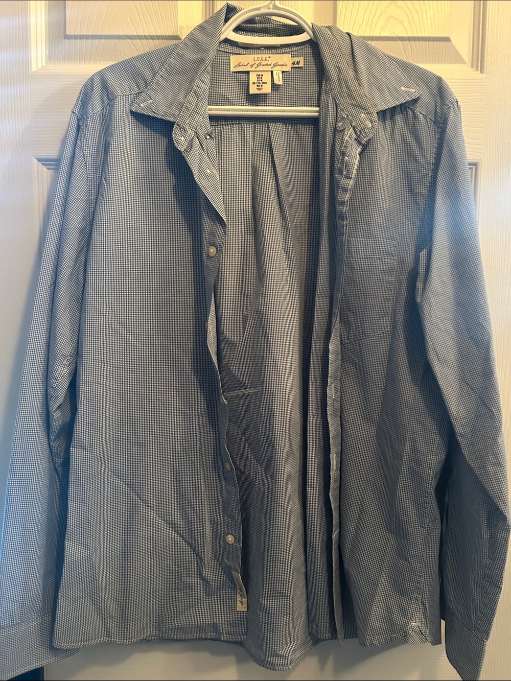 H&M Men’s Light Blue Micro-Check Shirt Jacket